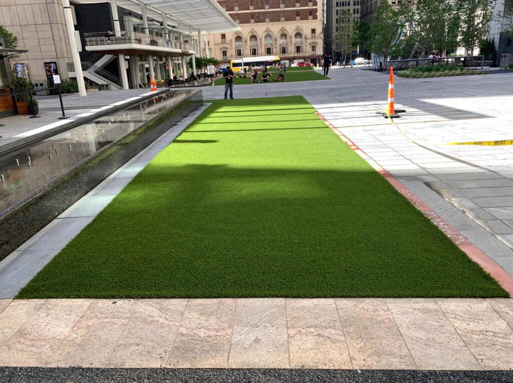artificial turf outside of office building