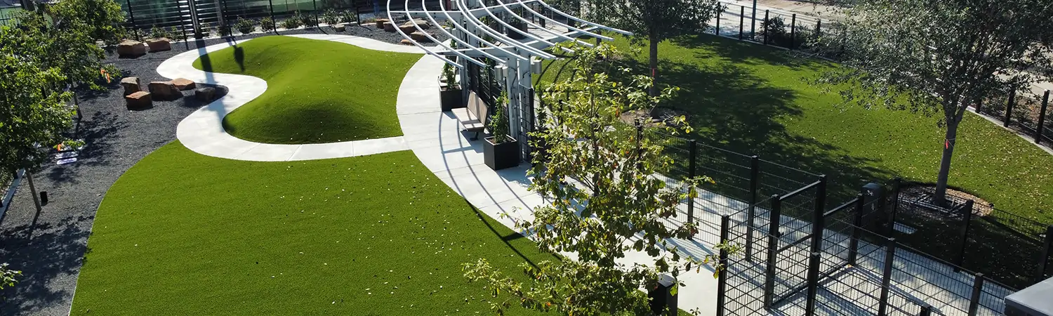 Artificial grass commercial dog park installed by SYNLawn