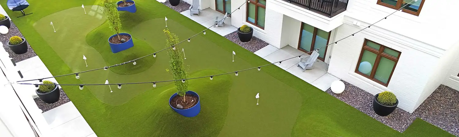 Commercial artificial grass lawn installed by SYNLawn