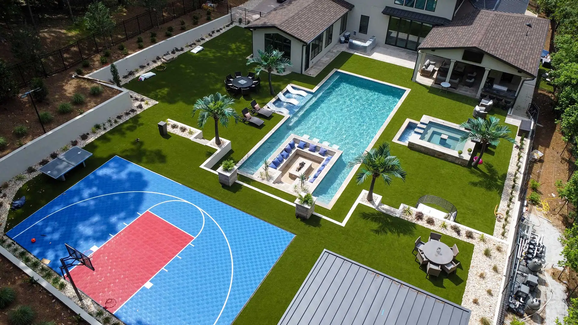 residential pool artificial grass lawn