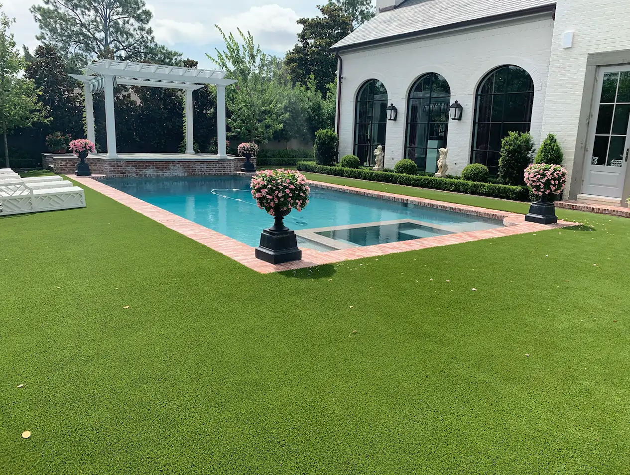 residential pool artificial grass lawn