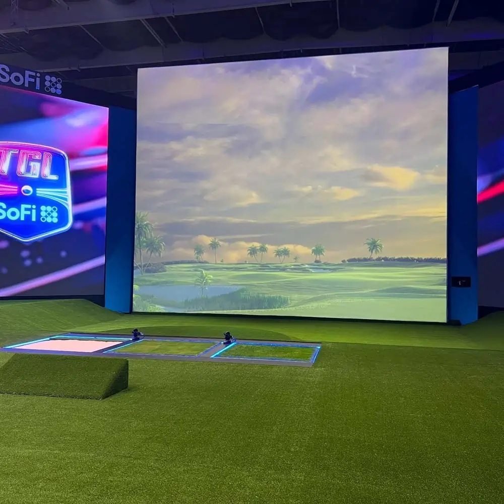 Artificial grass golf simulator installed by SYNLawn