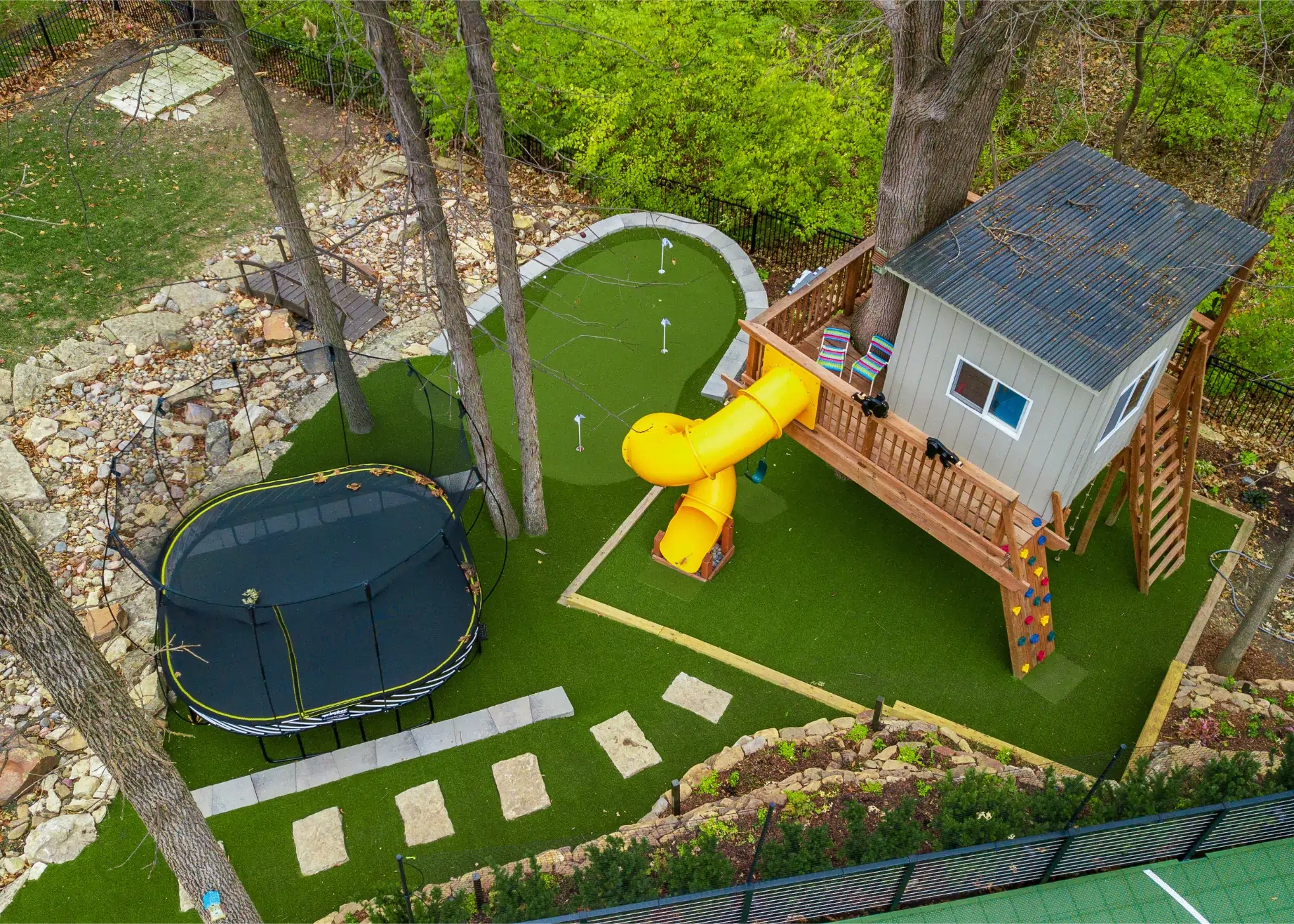 Over Head Shot of SYNLawn San Diego Playground Turf Backyard